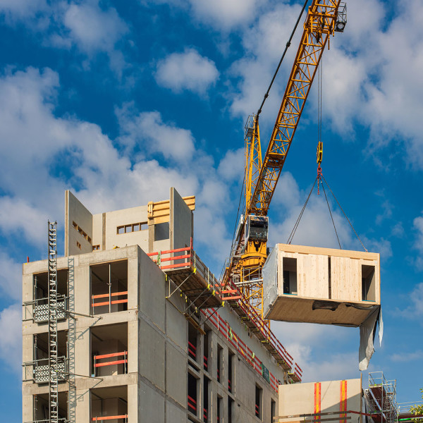 prefab module on crane lift